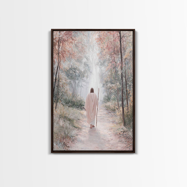 Radiant Forest Path – Framed Canvas Print – Christian Wall Art – Jesus Painting – Christian Art Canvas – Subtle Christian Art – Christmas A