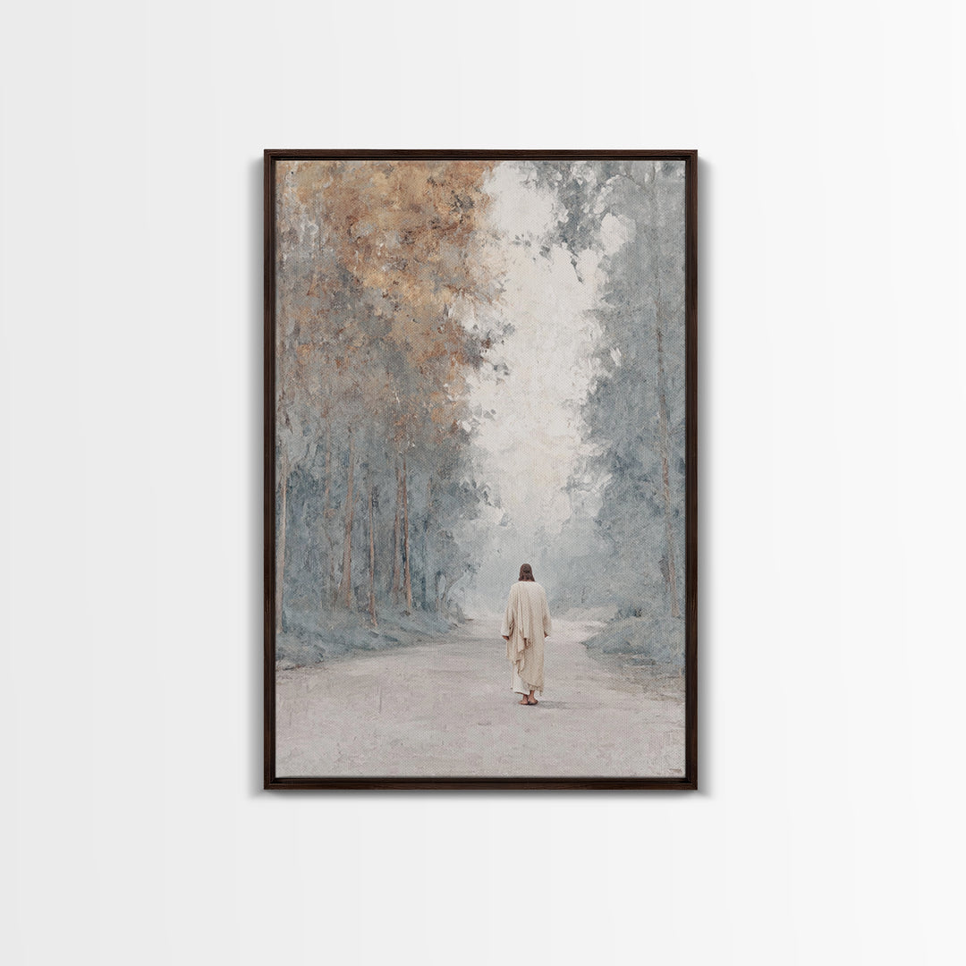Peaceful Journey – Framed Canvas Print – Christian Wall Art – Christian Art Print – Jesus Painting – Minimalist Christian Art – Christmas D