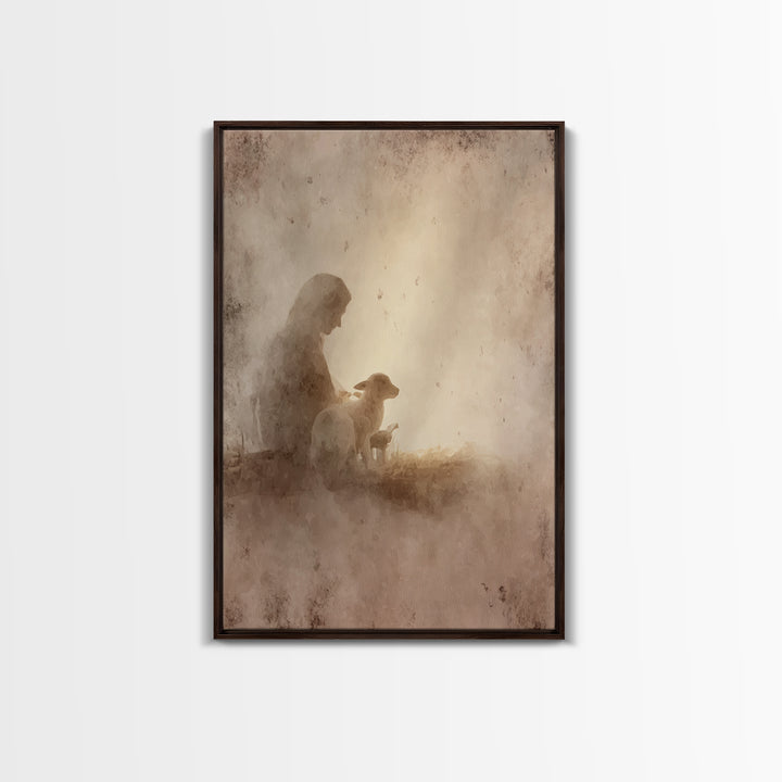 Gentle Guardian – Framed Canvas Print – Christian Art Canvas – Christian Wall Art – Christmas Art – Subtle Christian Art – Christian Decor