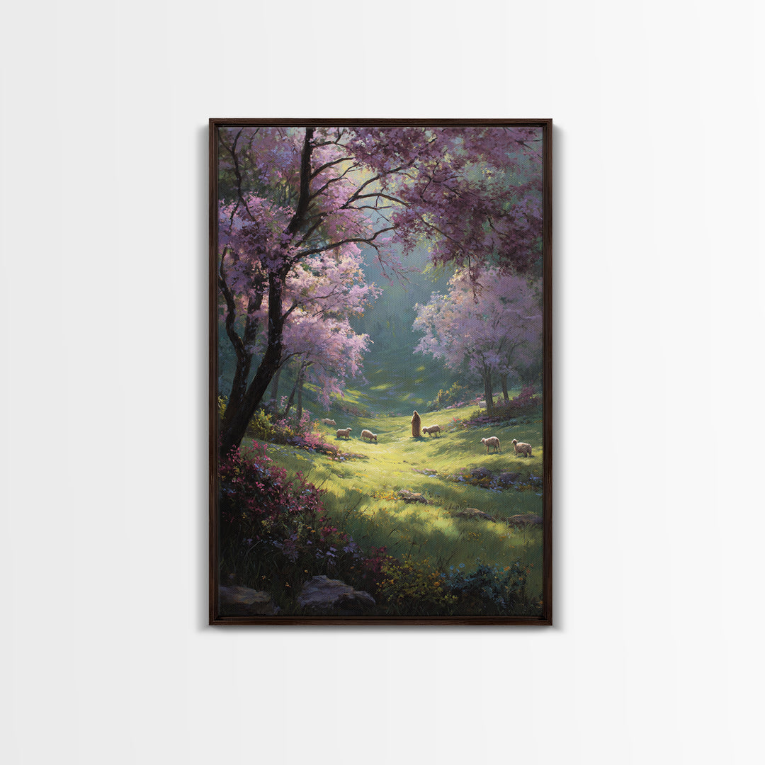 Valley Of Grace – Framed Canvas Print – Jesus Painting – Christian Wall Art – Christian Art Canvas – Christian Gift Ideas – Modern Christia