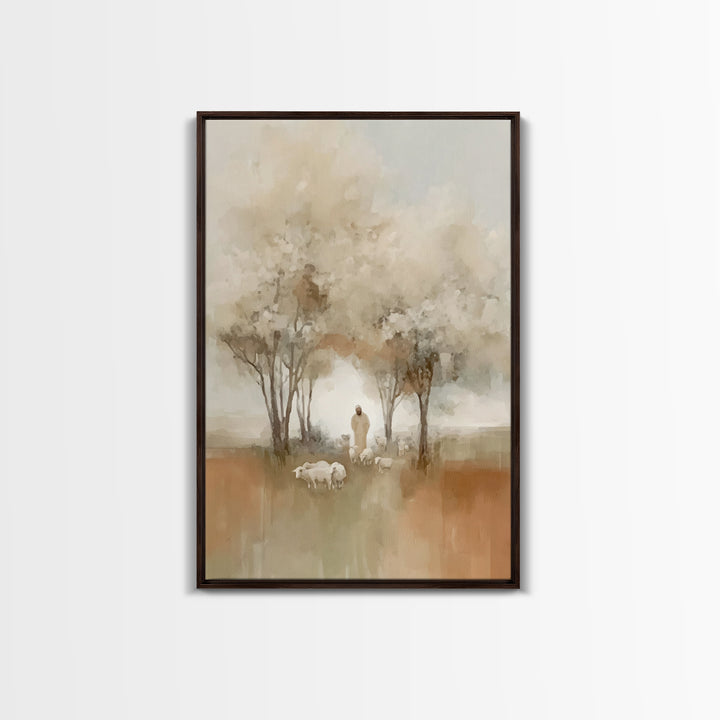 Blooming Shepherd Path | Framed Canvas Print | Christian Art Canvas | Christian Wall Art | Christian Art Gift | Jesus Painting | Subtle Chr