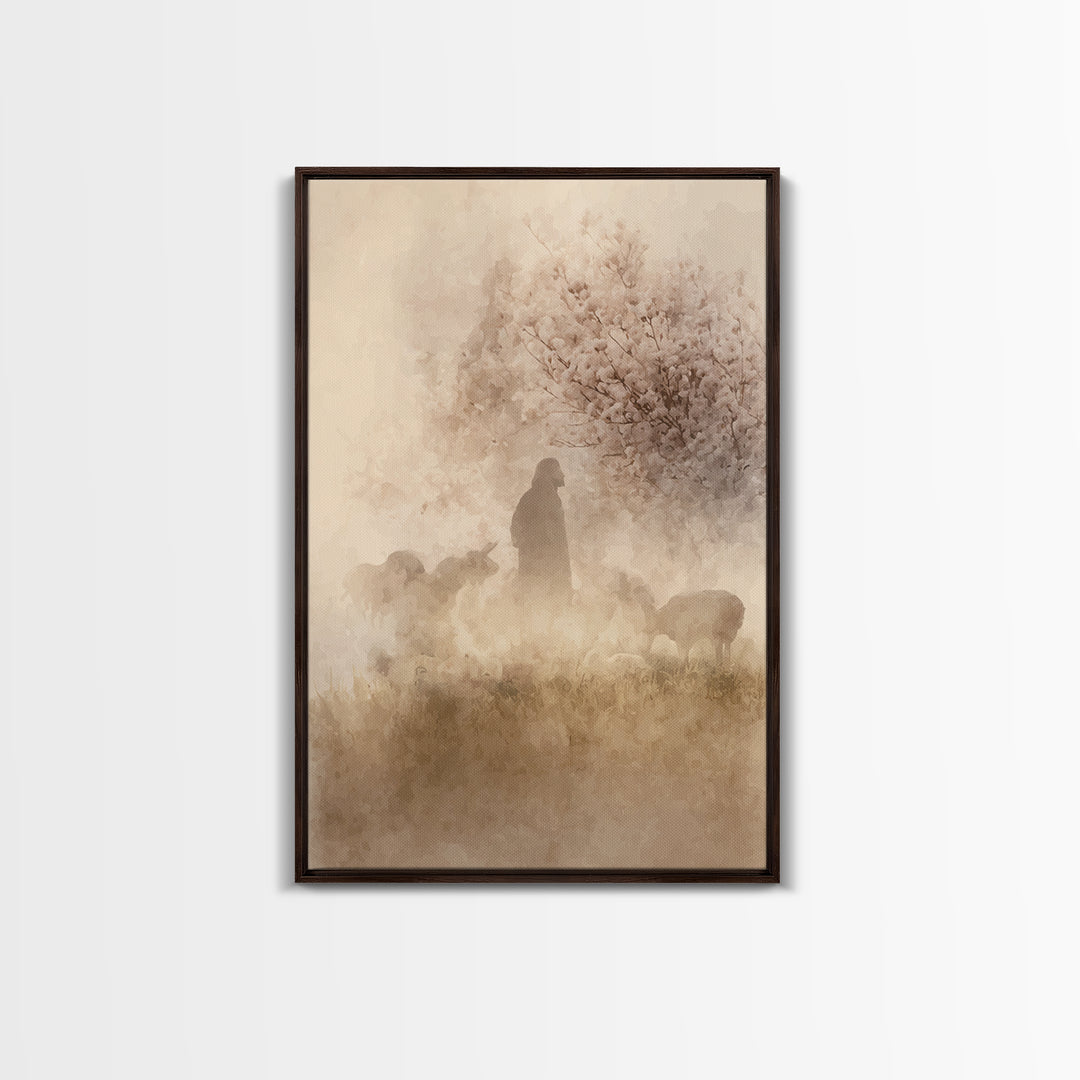Light Of The Meadow – Framed Canvas Print – Christian Wall Art – Christian Art Canvas – Christian Gift Ideas – Jesus Painting – Christian A