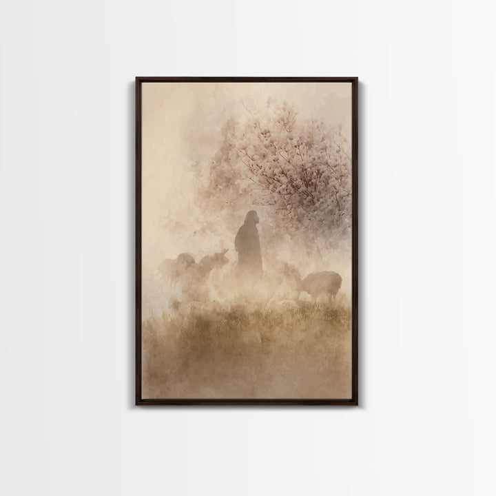 Light Of The Meadow – Framed Canvas Print – Christian Wall Art – Christian Art Canvas – Christian Gift Ideas – Jesus Painting – Christian A