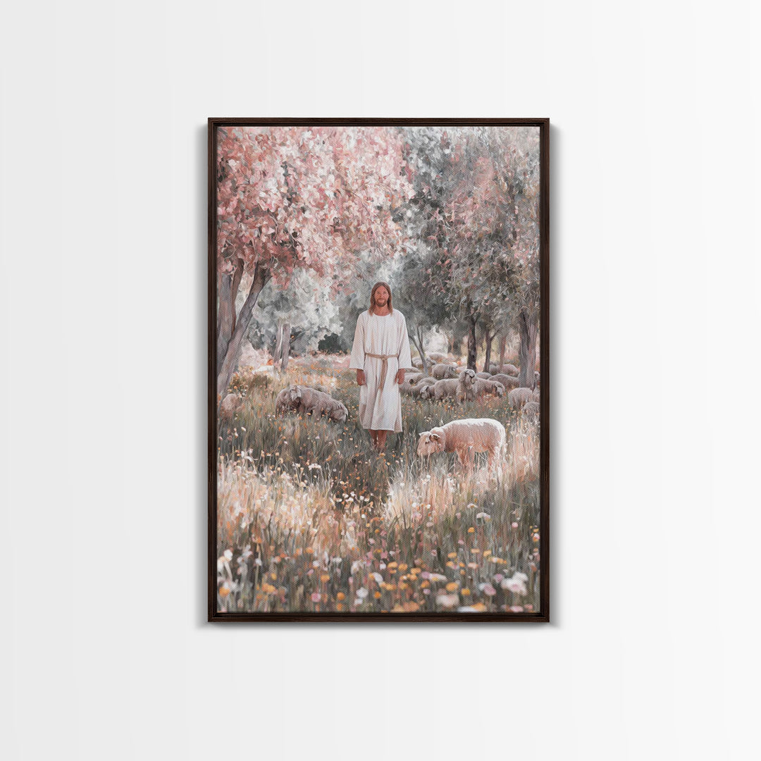 Pasture Of Hope | Framed Canvas Print | Jesus Painting | Christian Wall Art | Christian Art Canvas | Christian Gift | Modern Christian Art