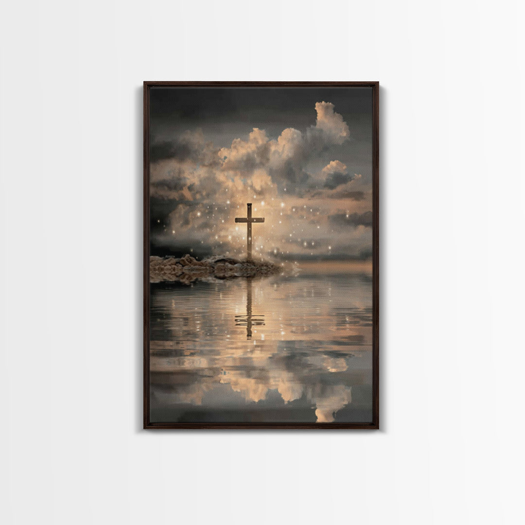 Dawn Of The Cross – Framed Canvas Print – Christian Art Canvas – Minimalist Christian Art – Christian Wall Art – Christian Decor – Subtle C