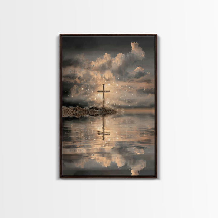 Dawn Of The Cross – Framed Canvas Print – Christian Art Canvas – Minimalist Christian Art – Christian Wall Art – Christian Decor – Subtle C