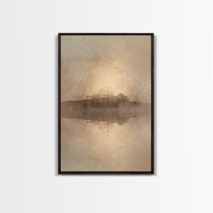 Eternal Crosslight – Framed Canvas Print – Christian Wall Art – Christian Art Canvas – Moody Christian Art – Vintage Christian Art – Christ