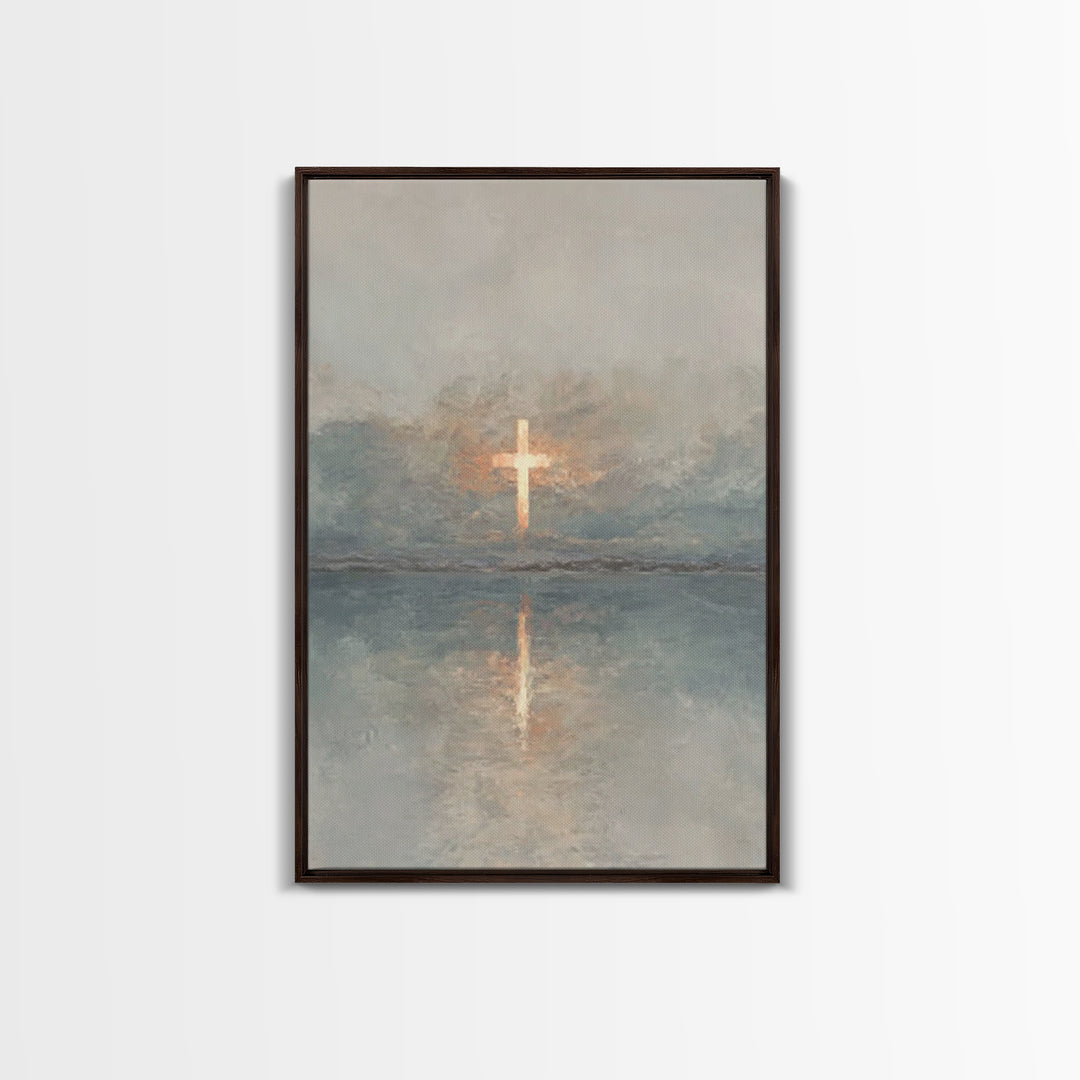 Radiant Cross Sky – Framed Canvas Print – Christian Wall Art – Christian Art Canvas – Minimalist Christian Art – Subtle Christian Art – Chr