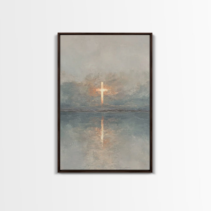 Radiant Cross Sky – Framed Canvas Print – Christian Wall Art – Christian Art Canvas – Minimalist Christian Art – Subtle Christian Art – Chr