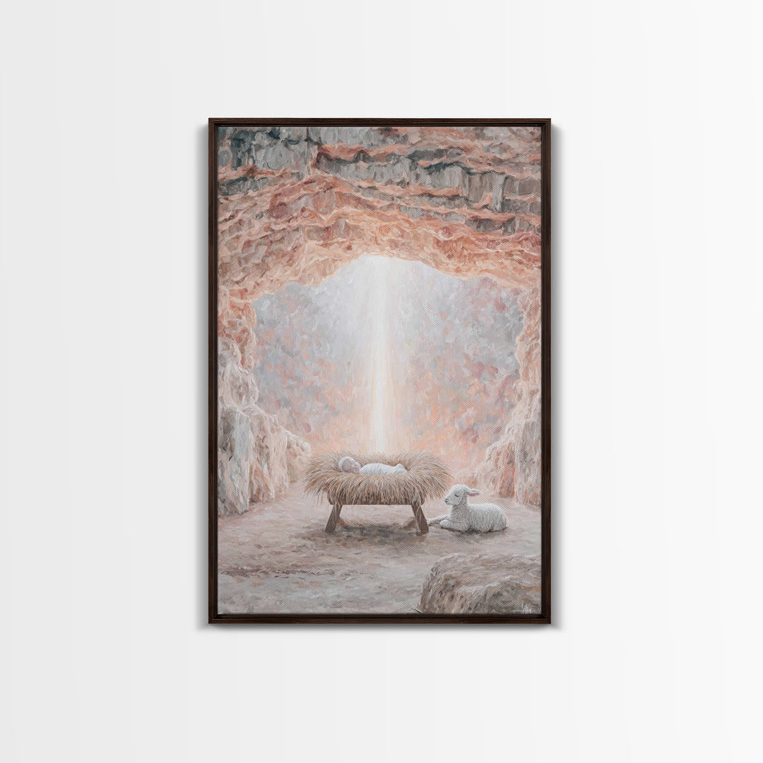 Manger Of Glory – Framed Canvas Print – Christian Christmas Art – Christian Wall Art – Christian Art Canvas – Birth Of Jesus Painting – Chr