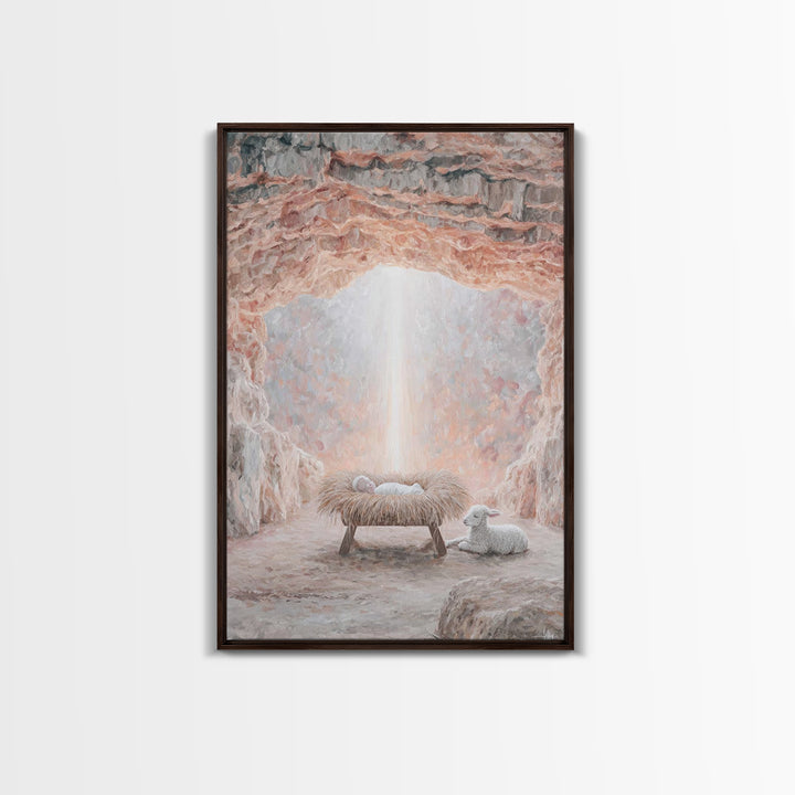 Manger Of Glory – Framed Canvas Print – Christian Christmas Art – Christian Wall Art – Christian Art Canvas – Birth Of Jesus Painting – Chr