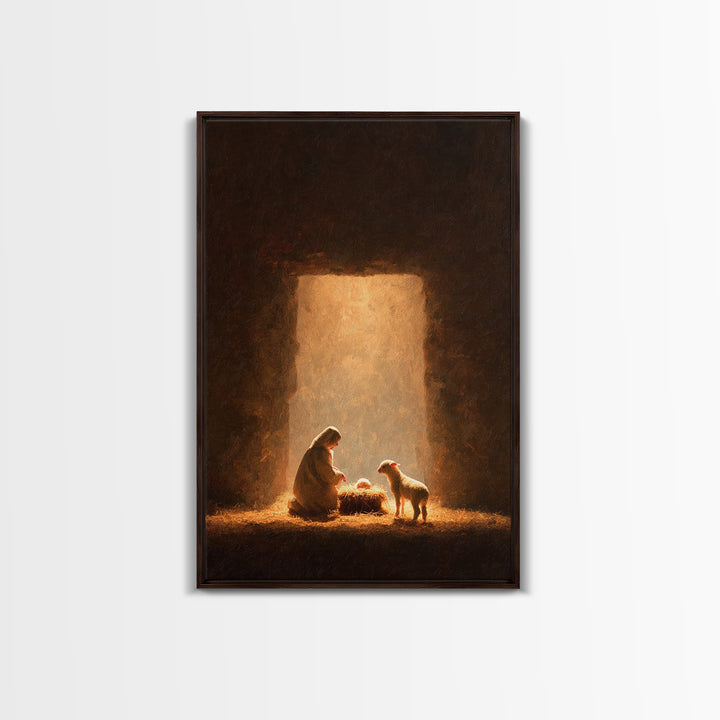 Humble Nativity – Framed Canvas Print – Christian Art Canvas – Christian Wall Art – Christmas Art – Christian Christmas Art – Christian Dec