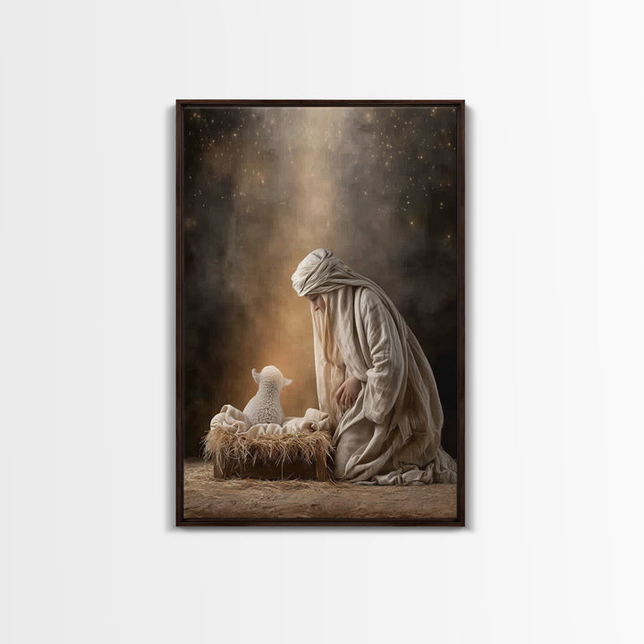 Silent Manger Light – Framed Canvas Print – Christian Wall Art – Jesus Christmas Art – Christian Art Canvas – Christmas Art Prints