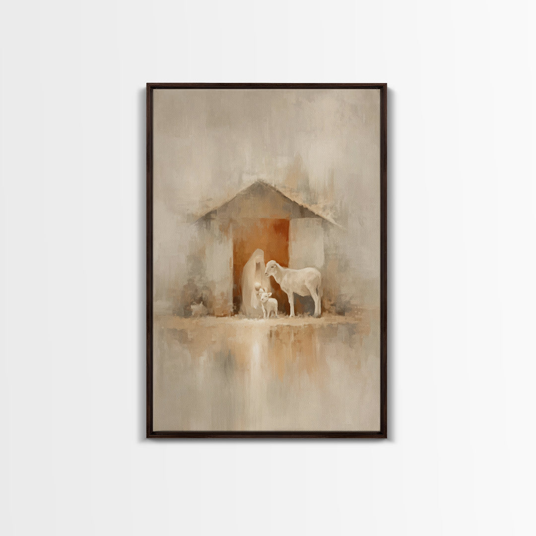 Humble Stable Grace | Framed Canvas Print | Christian Christmas Art | Christian Wall Art | Jesus Christmas Art | Christian Art Canvas