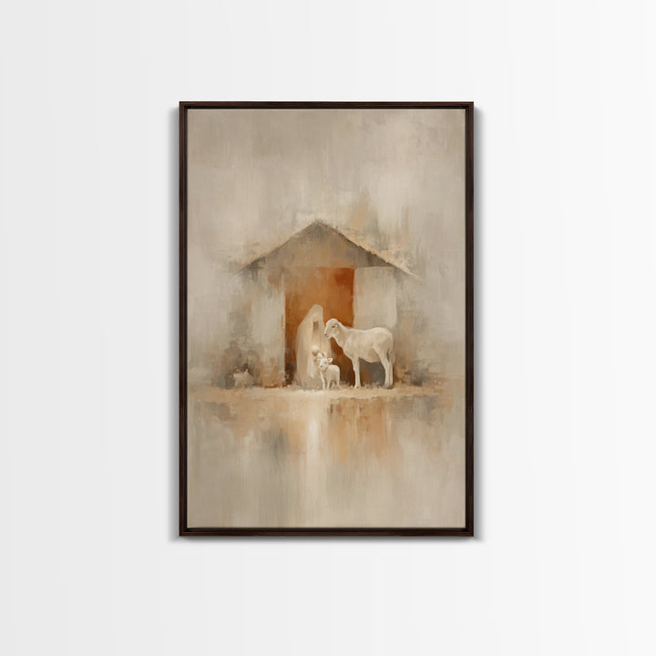 Humble Stable Grace | Framed Canvas Print | Christian Christmas Art | Christian Wall Art | Jesus Christmas Art | Christian Art Canvas