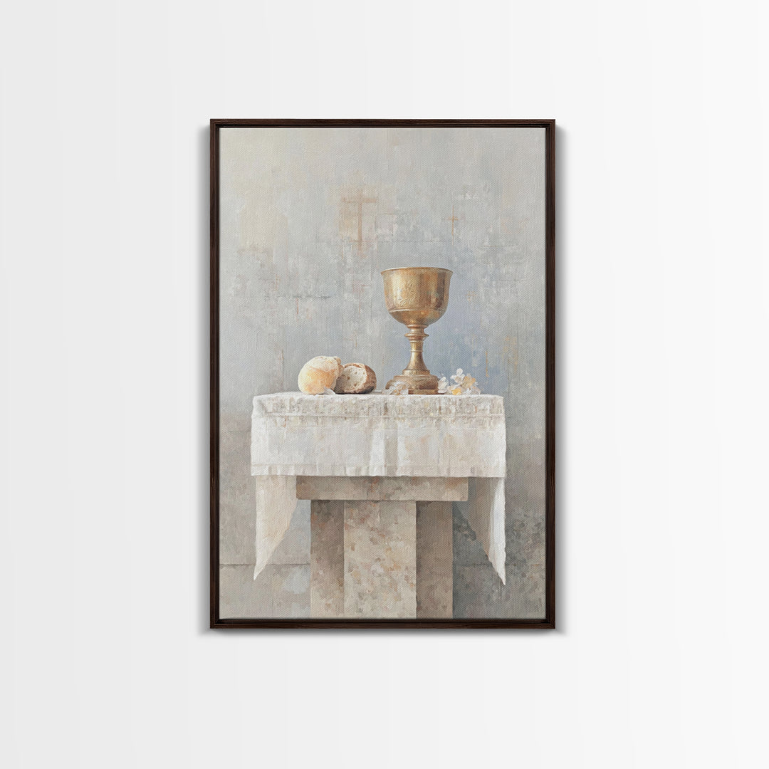 Sacred Communion Table, Framed Canvas Print, Christian Wall Art, Christian Art Painting, Christian Decor For Home, Christian Gift Ideas