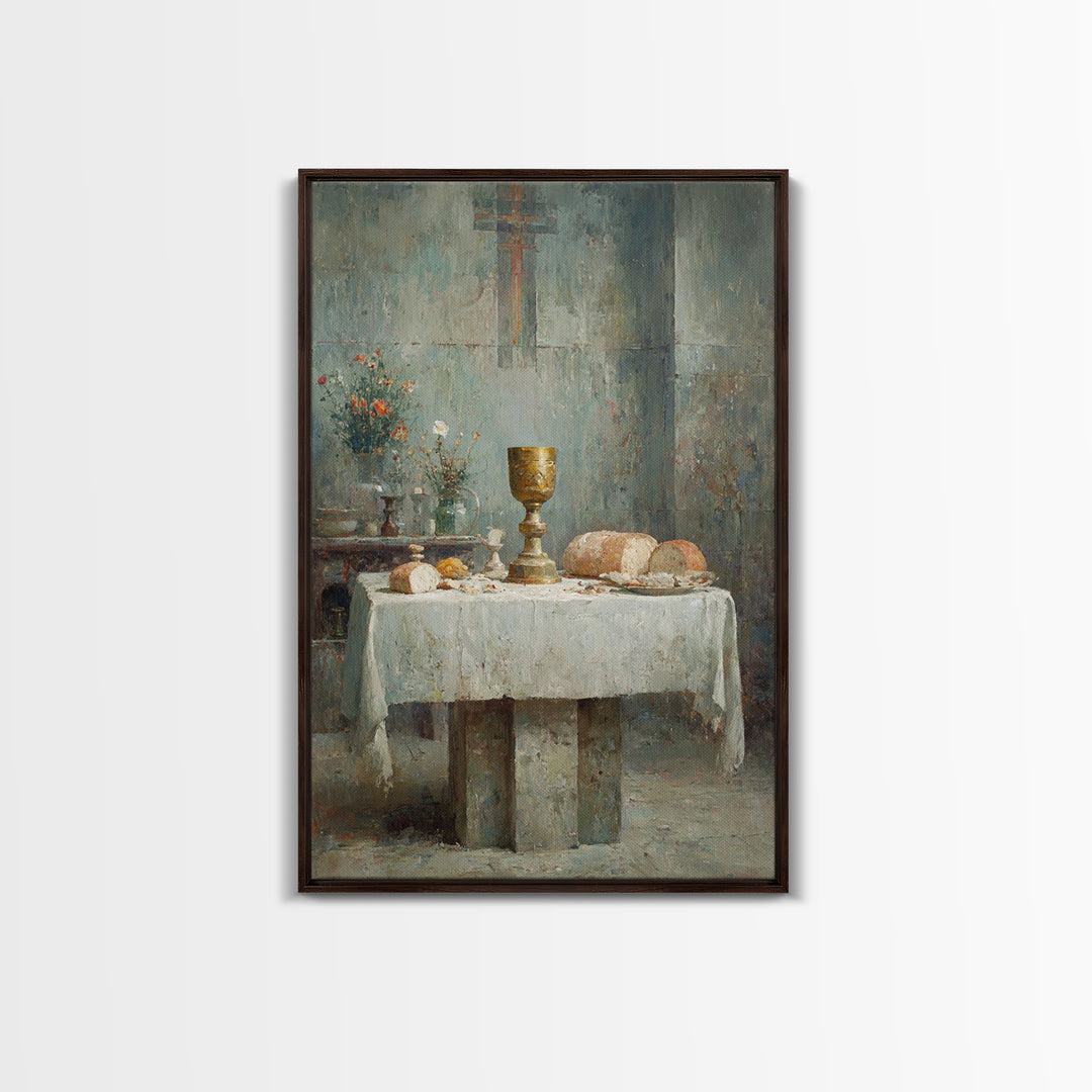 Table Of Grace | Framed Canvas Print | Christian Art Canvas | Christian Wall Art | Vintage Christian Art | Christian Art Gift