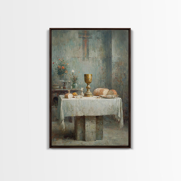 Table Of Grace | Framed Canvas Print | Christian Art Canvas | Christian Wall Art | Vintage Christian Art | Christian Art Gift
