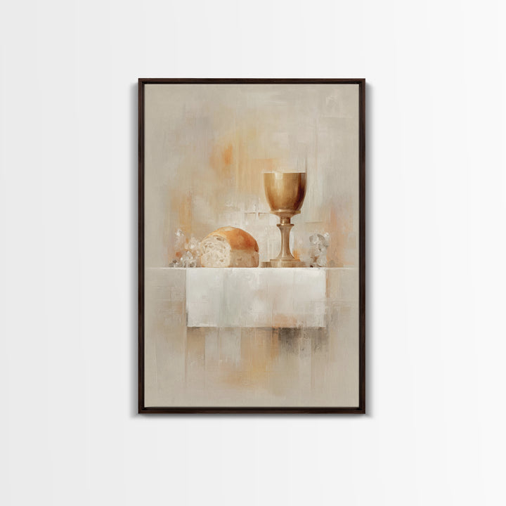 Holy Offering Light, Framed Canvas Print, Christian Wall Art, Minimalist Christian Art, Christian Art Print, Subtle Christian Paintings