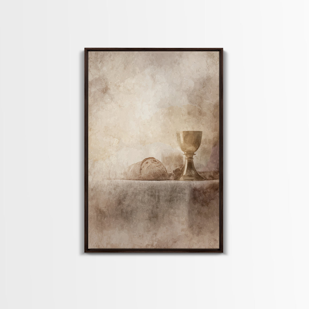 Quiet Communion Table | Framed Canvas Print | Christian Art Work | Christian Wall Art | Subtle Christian Art | Christian Decor