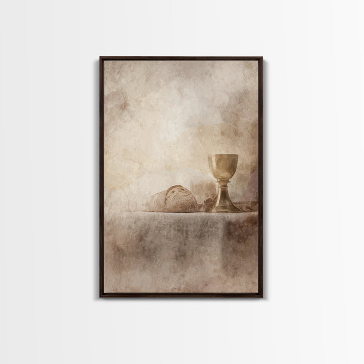 Quiet Communion Table | Framed Canvas Print | Christian Art Work | Christian Wall Art | Subtle Christian Art | Christian Decor