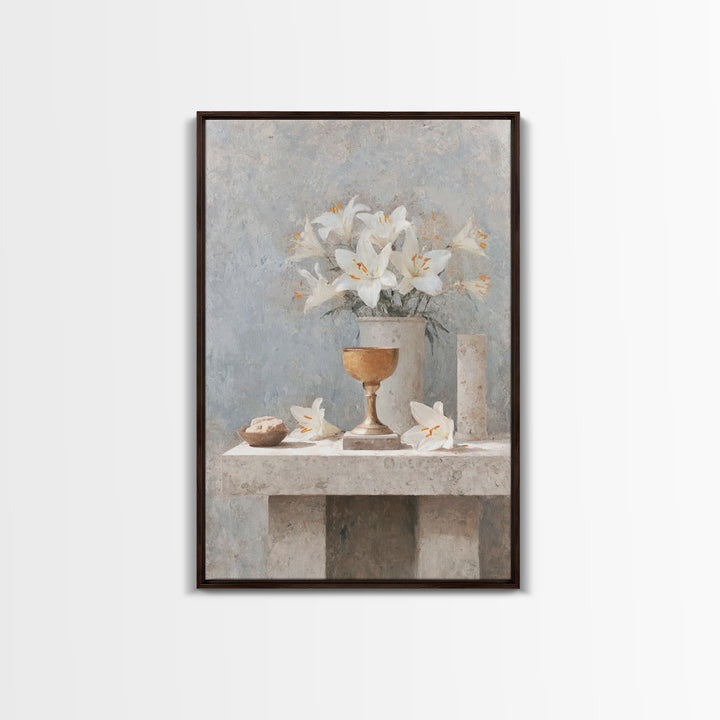 Lily Altar Grace | Framed Canvas Print | Christian Wall Art | Christian Art Painting | Christian Art Canvas | Christian Gift