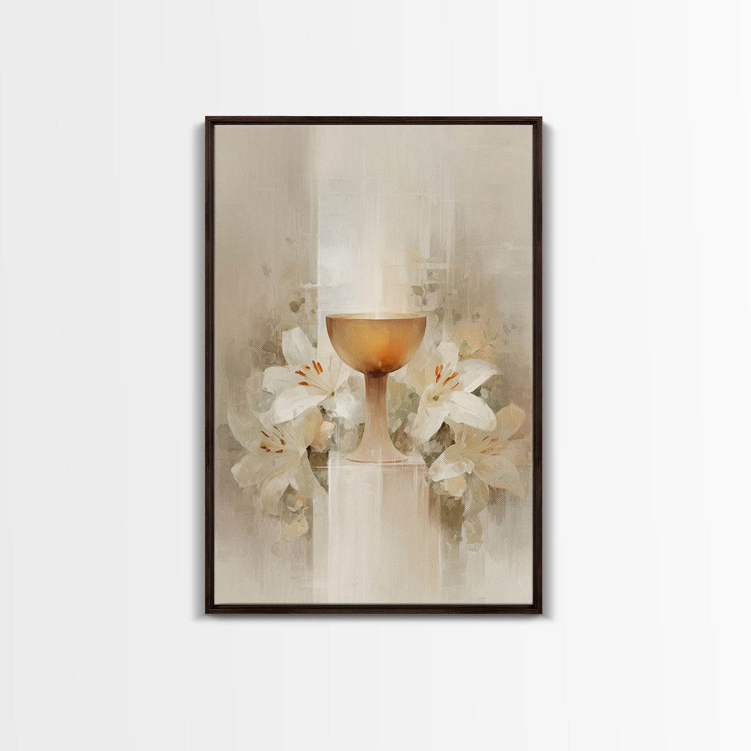 Radiant Chalice Bloom, Framed Canvas Print, Christian Wall Art, Christian Art Canvas, Modern Christian Painting, Christian Gift Ideas