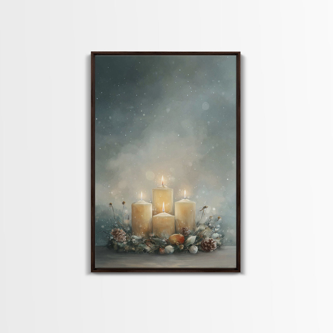 Winter Sanctuary Glow - Framed Canvas Print - Christian Wall Art - Christmas Art - Christian Christmas Art - Christian Decor - Christian Ar