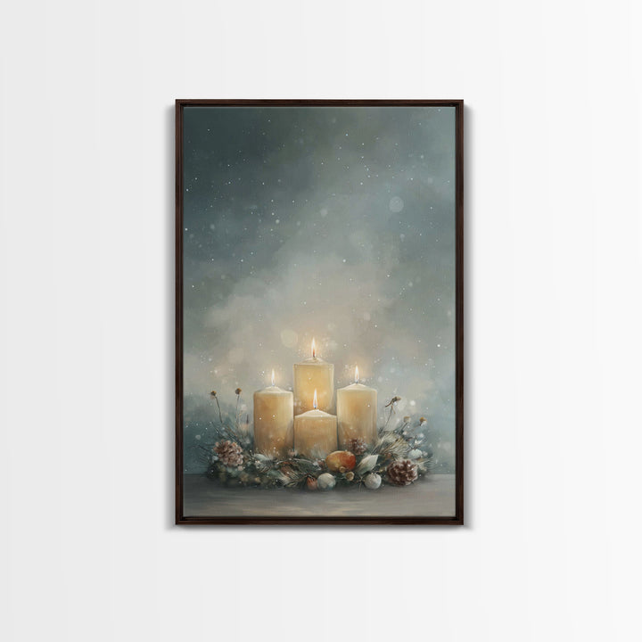 Winter Sanctuary Glow - Framed Canvas Print - Christian Wall Art - Christmas Art - Christian Christmas Art - Christian Decor - Christian Ar