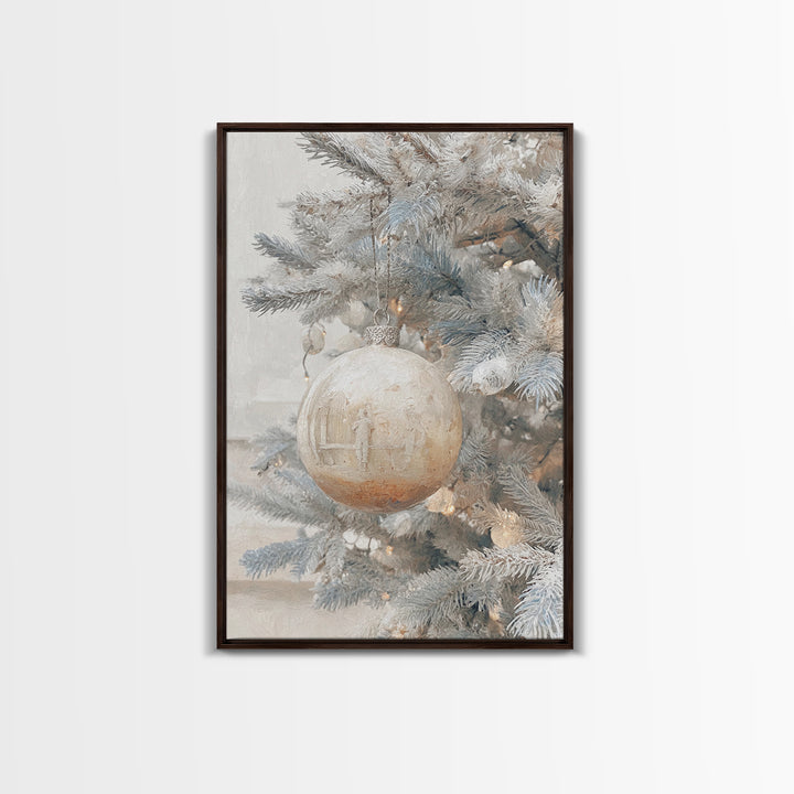 Winter Nativity Sphere – Framed Canvas Print – Christmas Art Prints – Christian Christmas Art – Framed Christmas Wall Art – Christian Decor