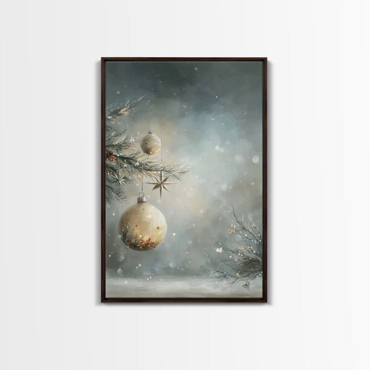 Frosted Star Ornament – Framed Canvas Print – Christmas Art – Christian Christmas Decor – Holiday Art – Christmas Canvas Wall Art – Winter
