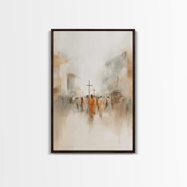 Pilgrims At Dawn – Framed Canvas Print – Christian Art – Minimalist Christian Art – Christian Wall Art – Christian Art Canvas – Subtle Chri