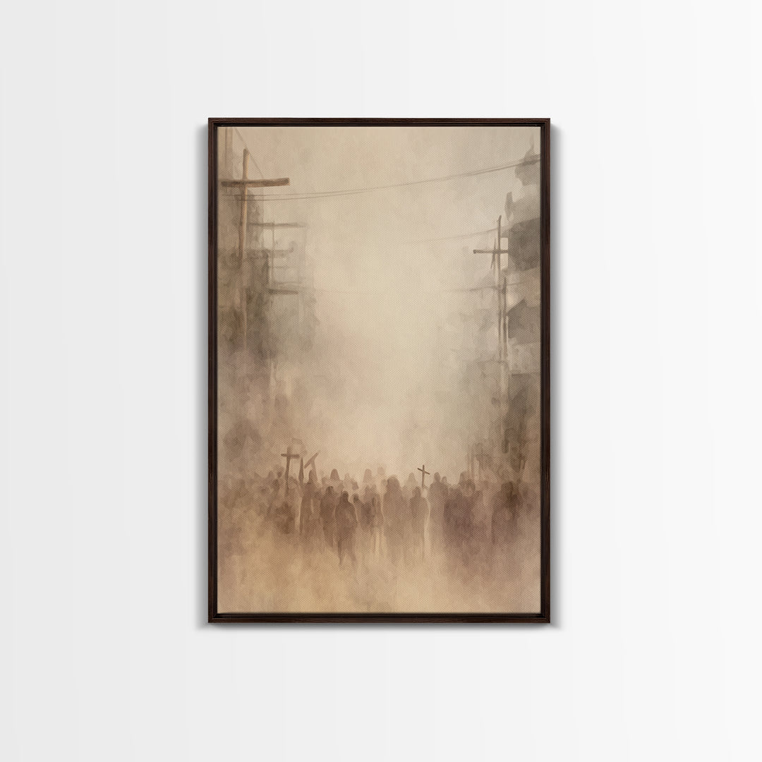 Dust Of Calvary – Framed Canvas Print – Christian Painting – Christian Wall Art – Abstract Christian Art – Moody Christian Art – Large Chri