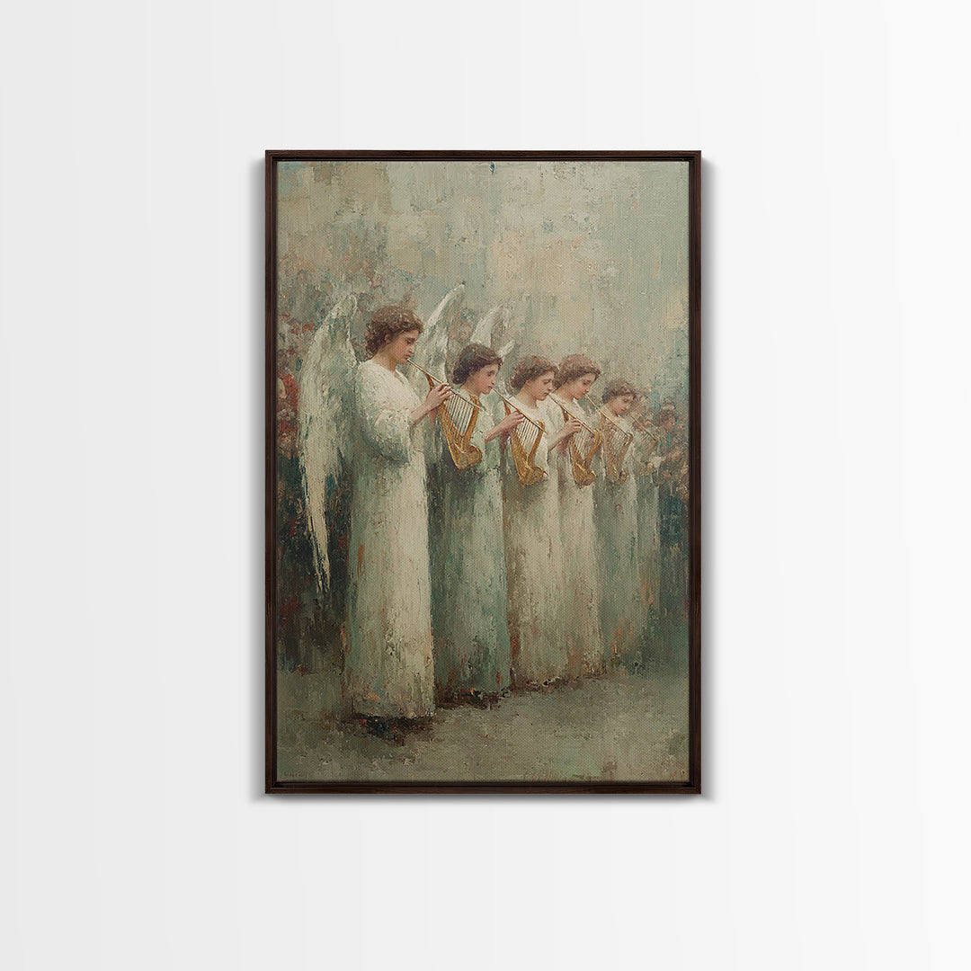 Angel Choir Light – Framed Canvas Print – Christian Art Canvas – Angel Art – Christian Painting – Christian Wall Art – Vintage Christian Ar