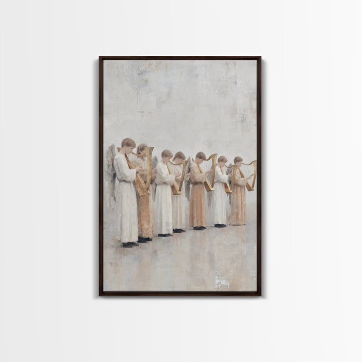 Seraphim In White – Framed Canvas Print – Christian Wall Art – Angel Art – Christian Art Print – Christian Painting – Subtle Christian Art