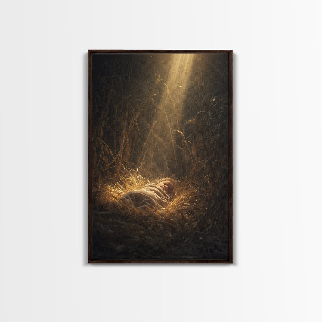 Divine Arrival, Framed Canvas Print, Christian Art Canvas, Christian Christmas Art, Christian Wall Art, Christian Gift, Christian Decor