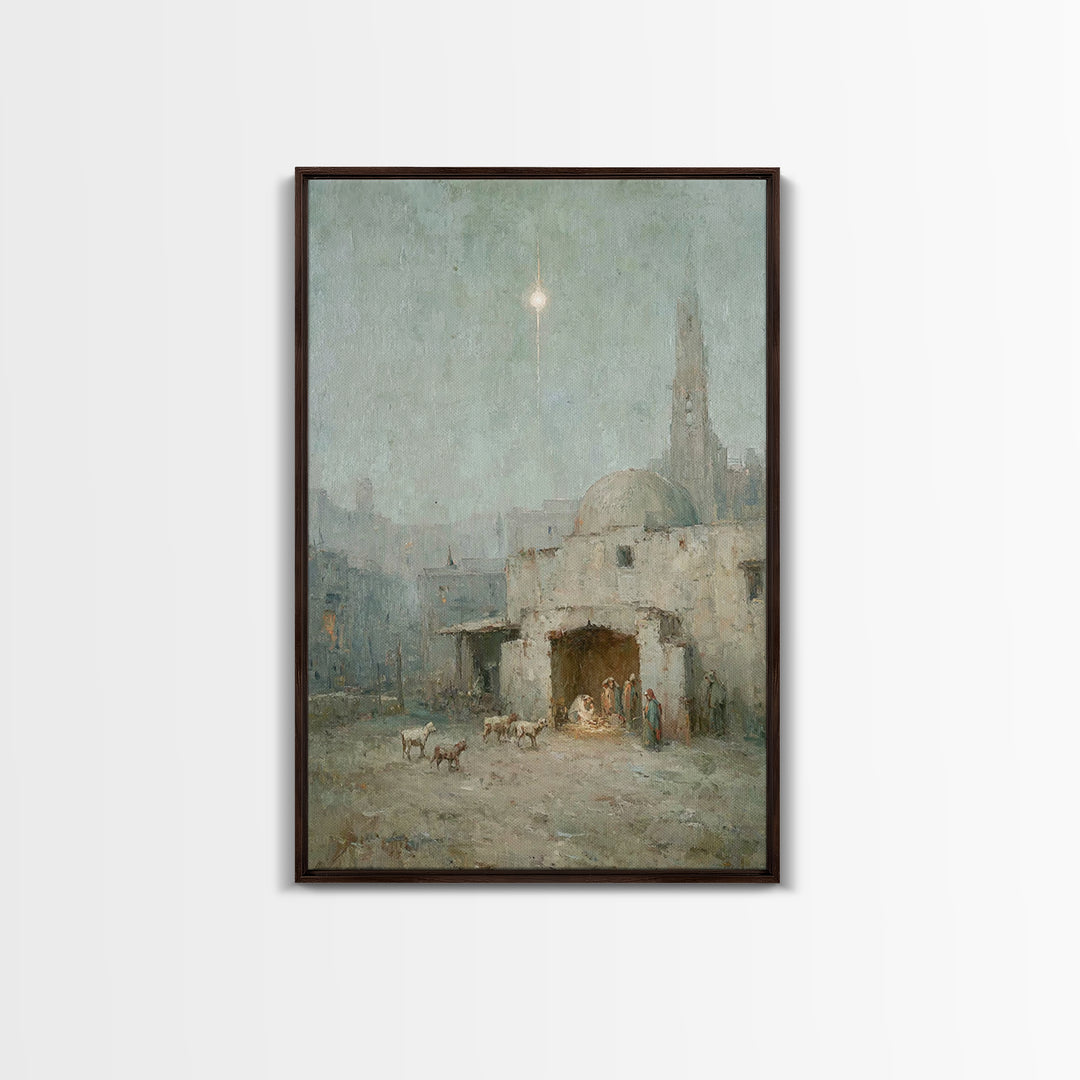 Bethlehem Evening | Framed Canvas Print | Christian Christmas Art | Christian Wall Art | Christian Art Canvas | Christian Decor | Christian