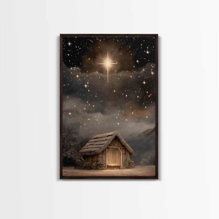 Holy Night Star, Framed Canvas Print, Christian Art Canvas, Christian Wall Art, Jesus Christmas Art, Christmas Art Prints, Christian Decor