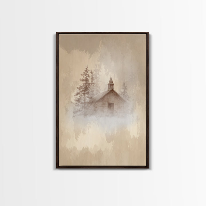 Silent Church | Framed Canvas Print | Vintage Christmas Art | Christian Wall Art | Christian Art Print | Christmas Wall Art | Christian Dec
