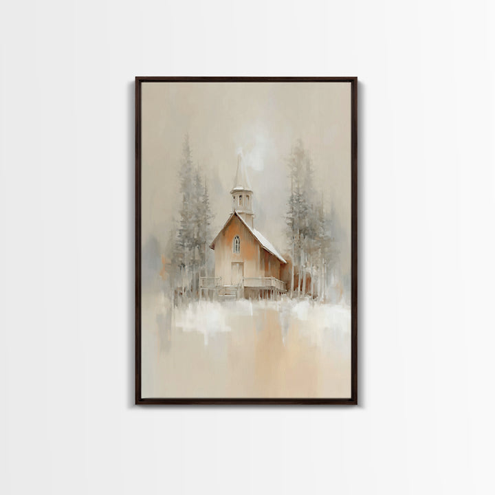Church In Stillness - Framed Canvas Print - Christian Art Print - Christmas Canvas Wall Art - Christian Art Work - Christian Decor