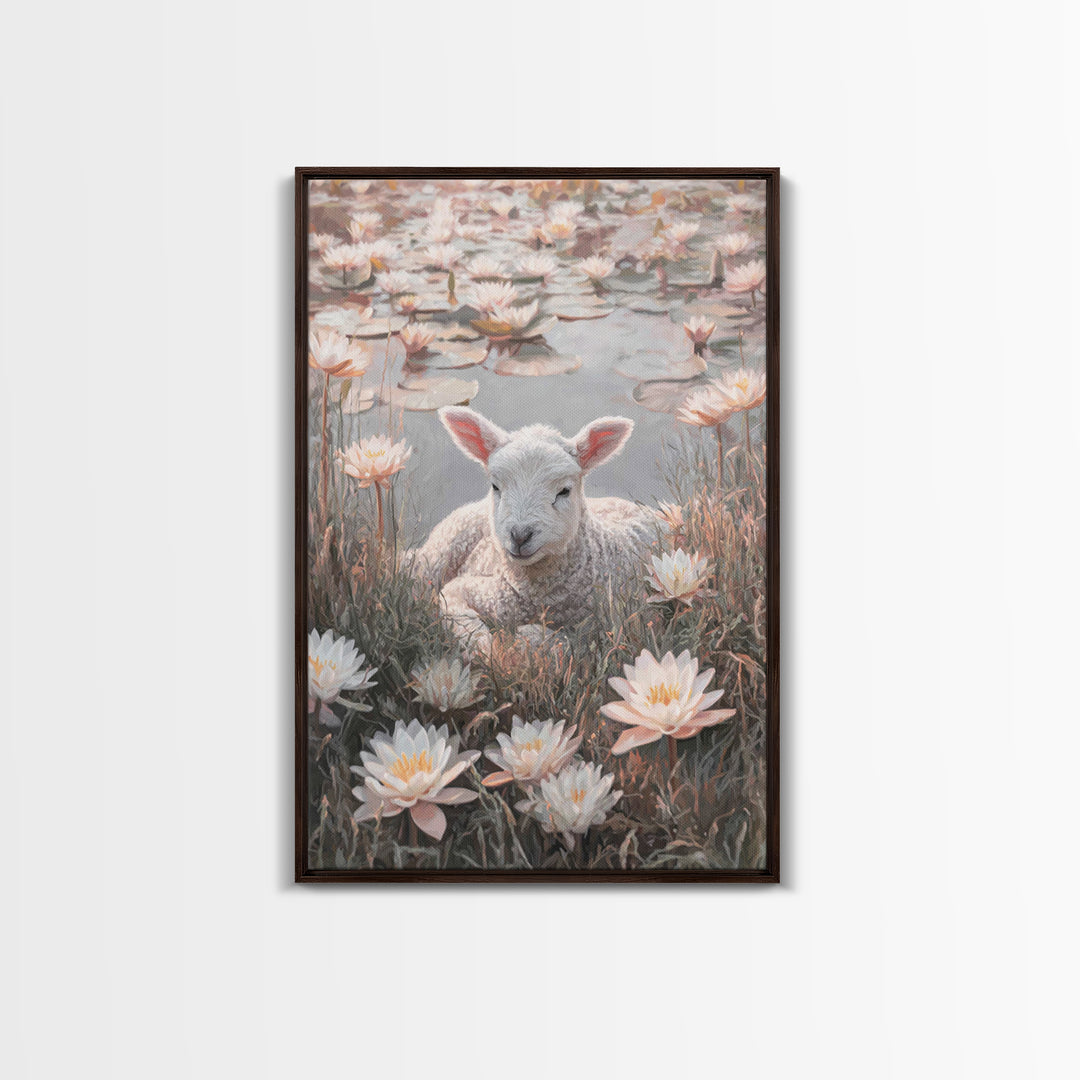 Lamb Of Peace – Framed Canvas Print – Christian Wall Art – Christian Art Canvas – Christian Gift Ideas – Minimalist Christian Art – Christi