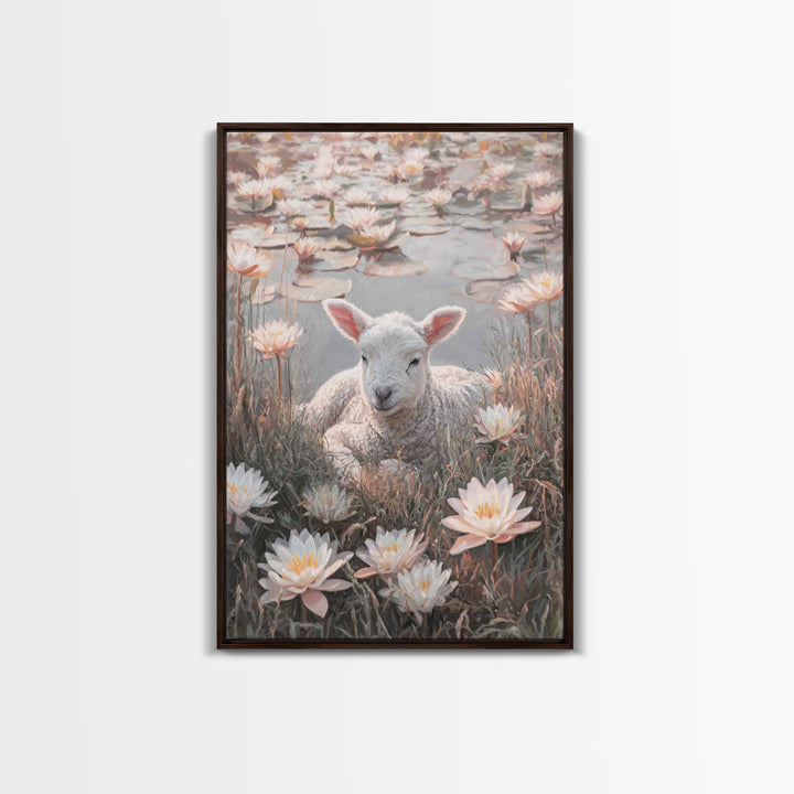 Lamb Of Peace – Framed Canvas Print – Christian Wall Art – Christian Art Canvas – Christian Gift Ideas – Minimalist Christian Art – Christi