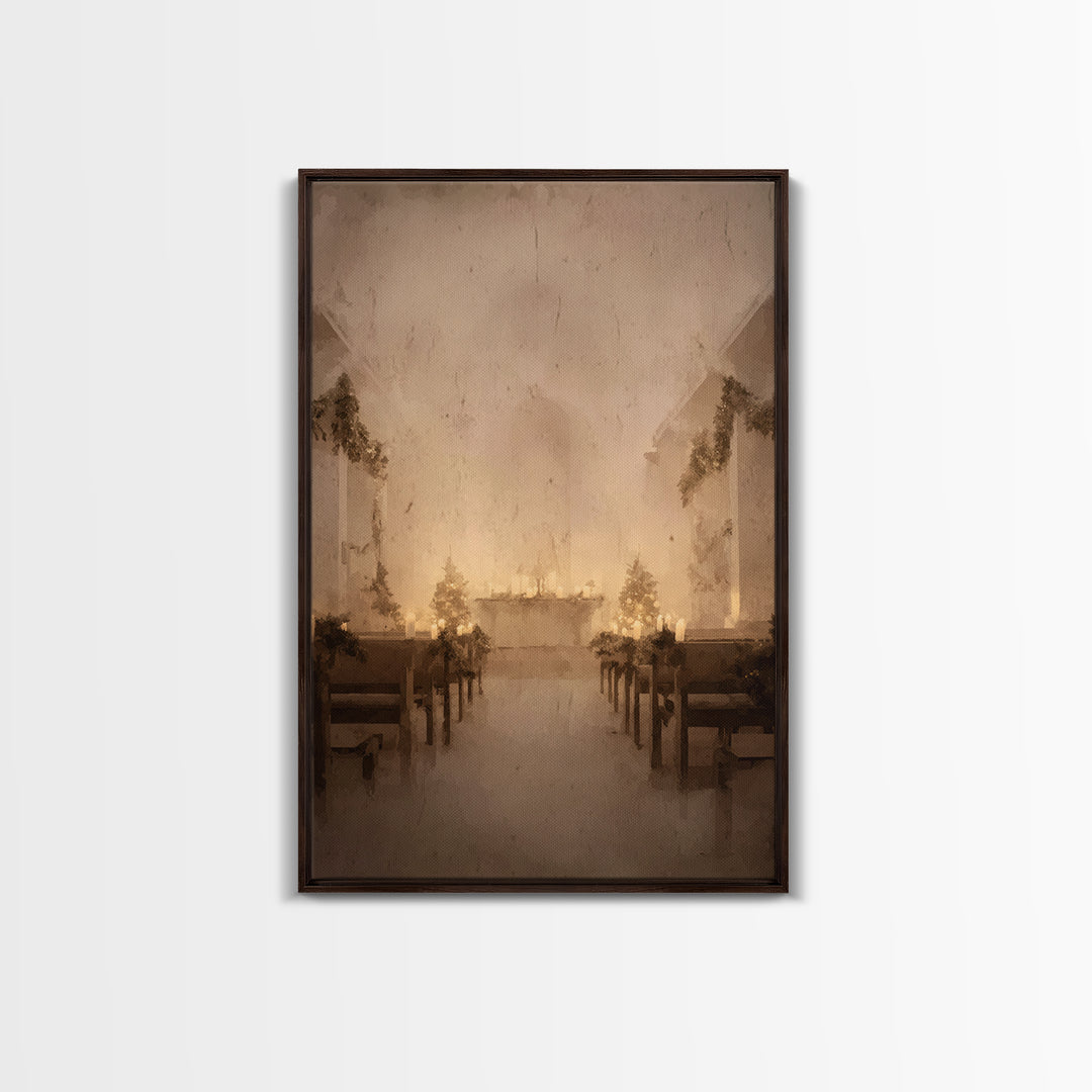 Midnight Sanctuary – Framed Canvas Print – Christian Wall Art – Christian Art Canvas – Christmas Art – Vintage Christian Art – Christian Ch