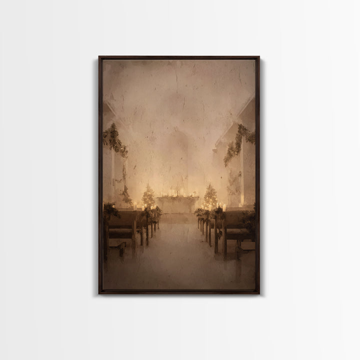 Midnight Sanctuary – Framed Canvas Print – Christian Wall Art – Christian Art Canvas – Christmas Art – Vintage Christian Art – Christian Ch