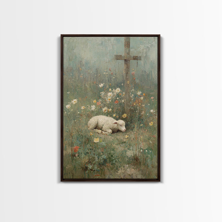 Sacred Meadow – Framed Canvas Print – Christian Wall Art – Vintage Christian Art – Christian Art Canvas – Christian Painting – Christian Gi