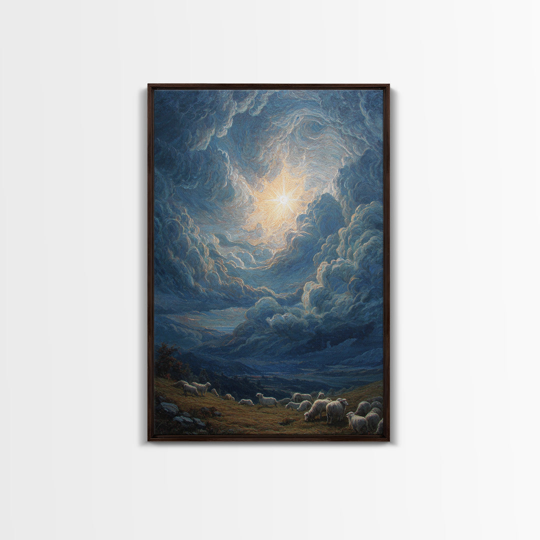 Starry Glory Sky | Framed Canvas Print | Christian Wall Art | Christmas Art | Christian Art Canvas | Christian Christmas Art