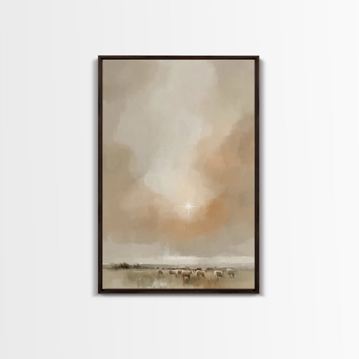 Soft Star Morning | Framed Canvas Print | Christian Christmas Art | Christmas Art | Christian Art Canvas | Minimalist Christian Art