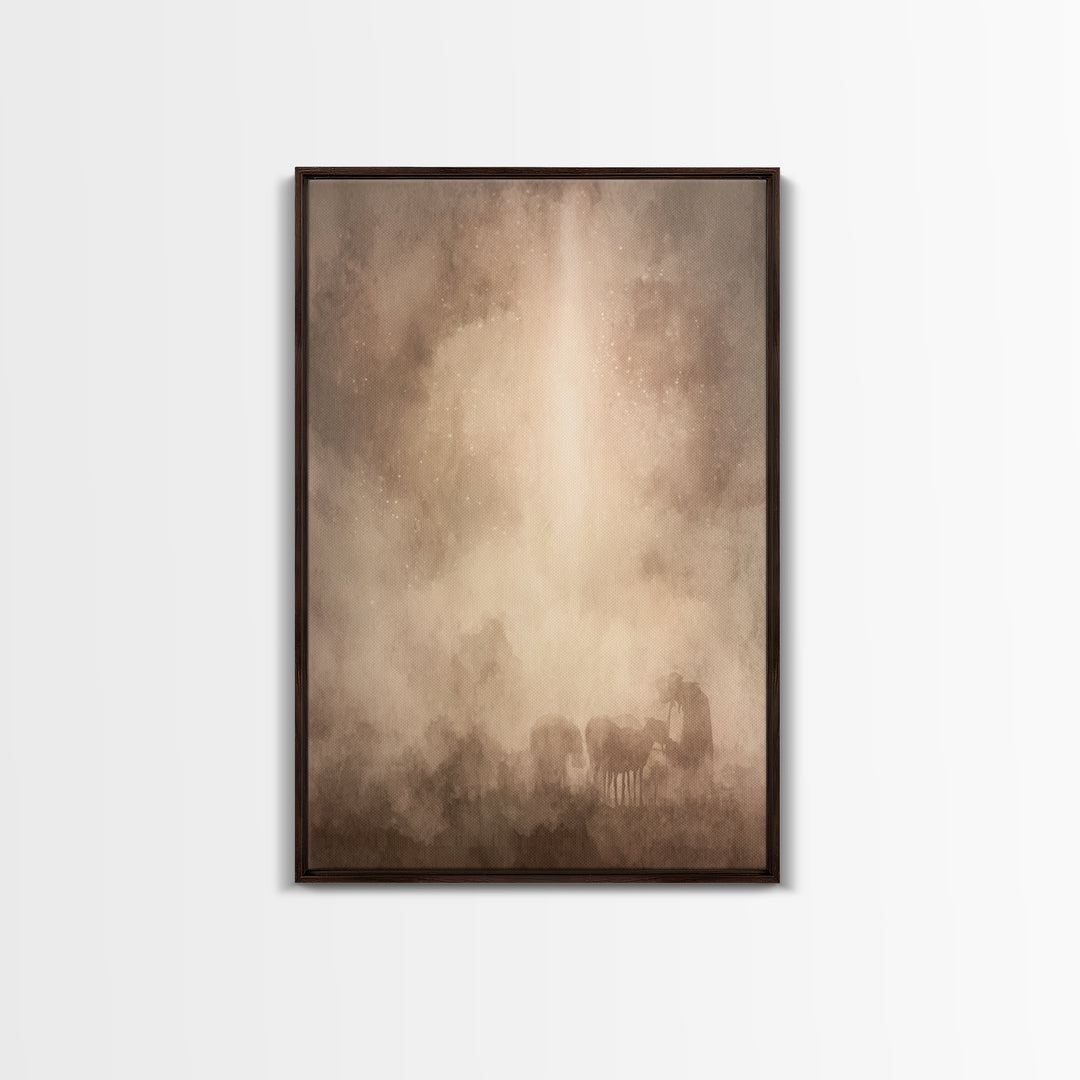 Silent Night Haze – Framed Canvas Print – Christian Art Canvas – Christian Wall Art – Moody Christian Art – Subtle Christian Art