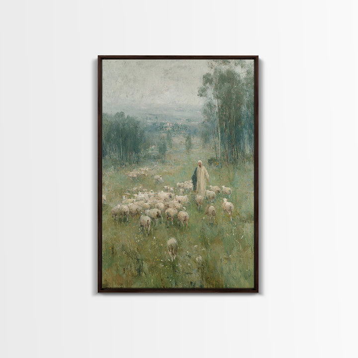 Pasture Of Hope – Framed Canvas Print – Christian Wall Art – Vintage Christian Art – Christian Art Canvas – Jesus Painting – Subtle Christi