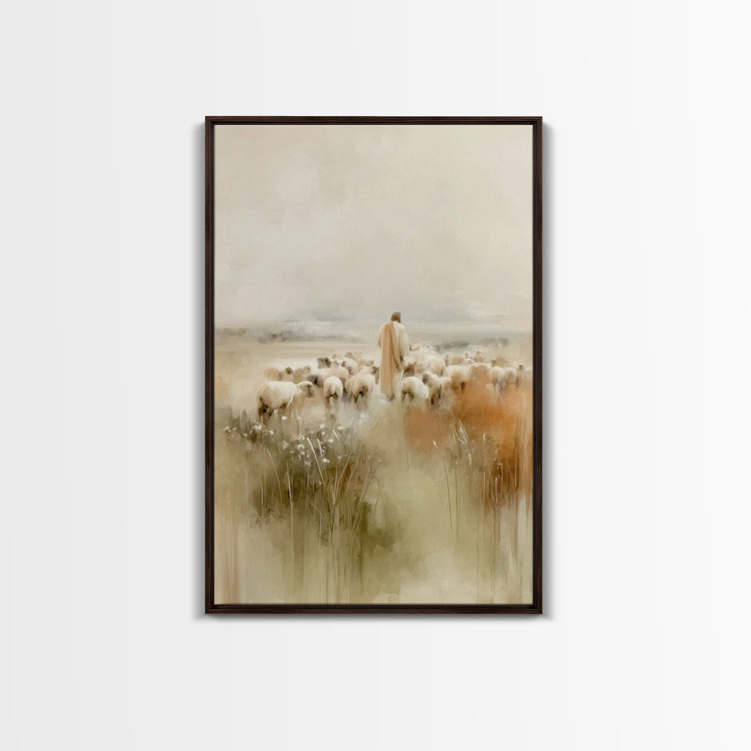 Graceful Guidance – Framed Canvas Print – Christian Art Canvas – Christian Wall Art – Minimalist Christian Art – Jesus Painting – Christian